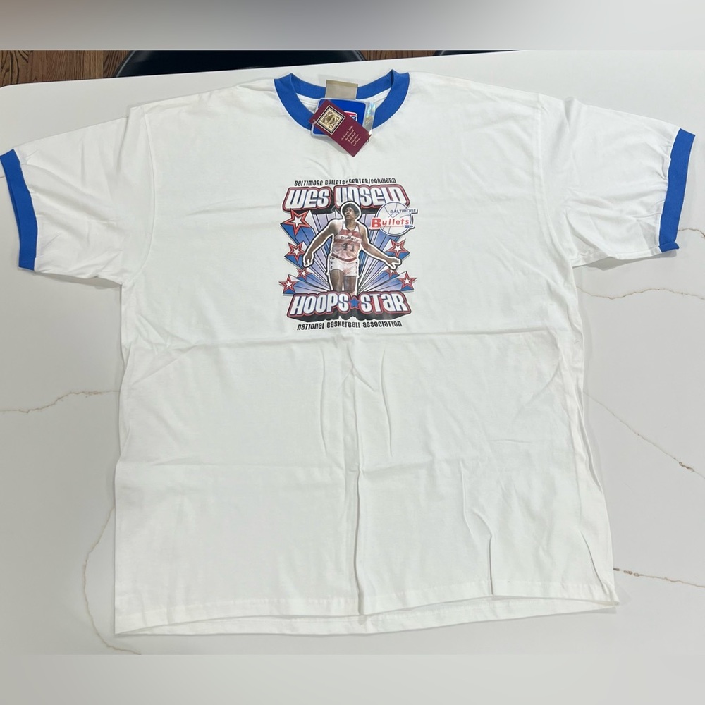 NEW NWT MENS BASKETBALL T SHIRT 2XL NBA HOF LEGEND WES UNSELD BALTIMORE BULLETS